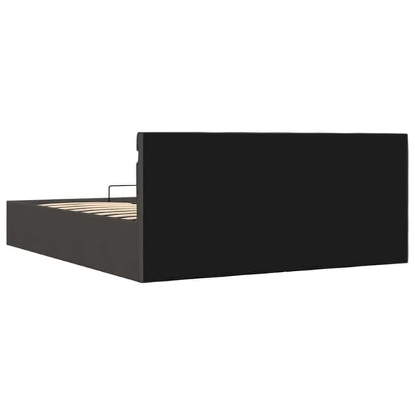 vidaXL hydraulisk opbevaringsseng med LED 180x200 cm stof mørkegrå