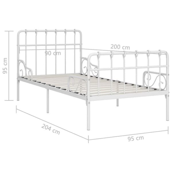 vidaXL Seng/Sengeramme med spilebase hvit metall 90x200 cm change1