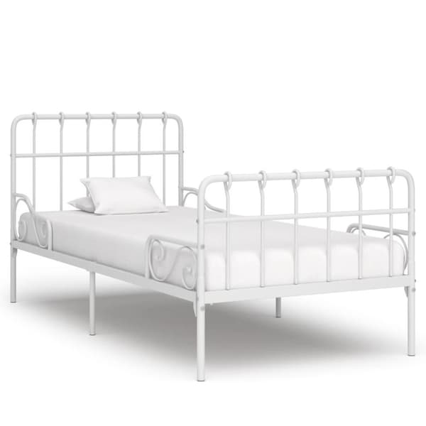 vidaXL Seng/Sengeramme med spilebase hvit metall 90x200 cm change1