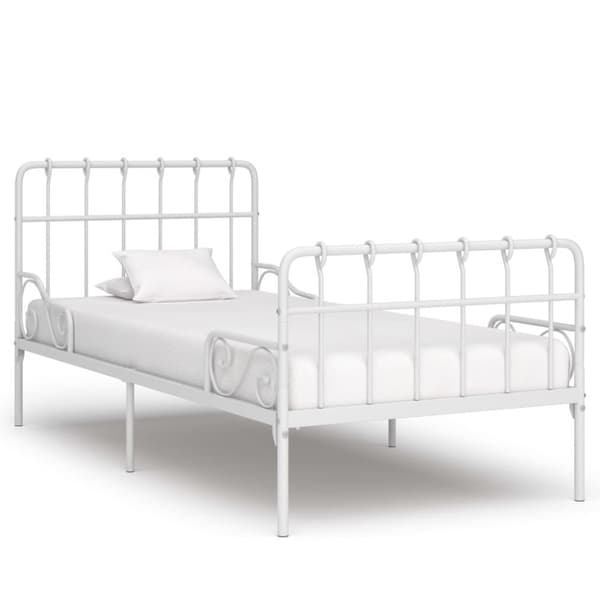 vidaXL Seng/Sengeramme med spilebase hvit metall 90x200 cm change1