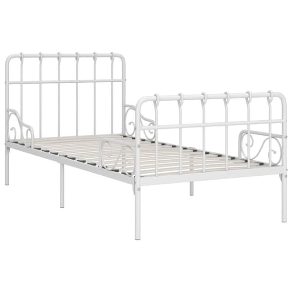 vidaXL sengestel med lamelbund 90 x 200 cm metal hvid change1