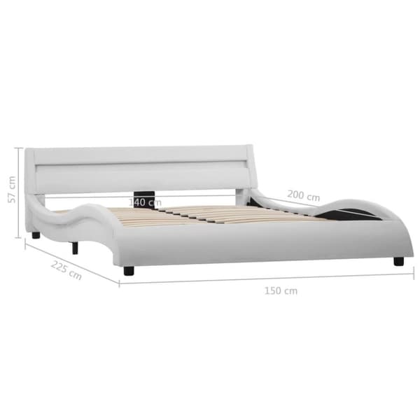 vidaXL sengestel med LED 140 x 200 cm kunstlæder hvid change1
