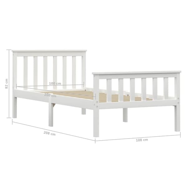 vidaXL sengestel 90 x 200 cm massivt fyrretræ hvid change1
