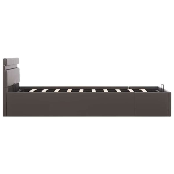 vidaXL hydraulisk opbevaringsseng med LED 120x200 cm kunstlæder grå