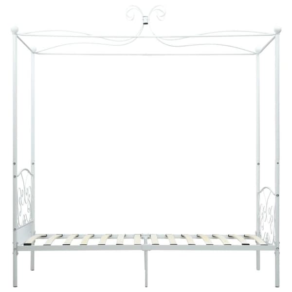vidaXL sengestel til himmelseng 100 x 200 cm metal hvid change1