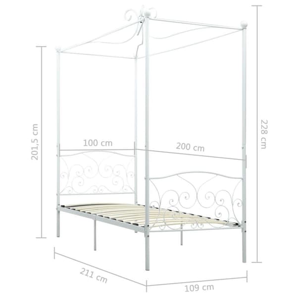 vidaXL sengestel til himmelseng 100 x 200 cm metal hvid change1