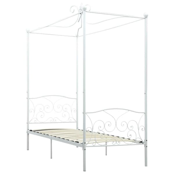 vidaXL sengestel til himmelseng 100 x 200 cm metal hvid change1
