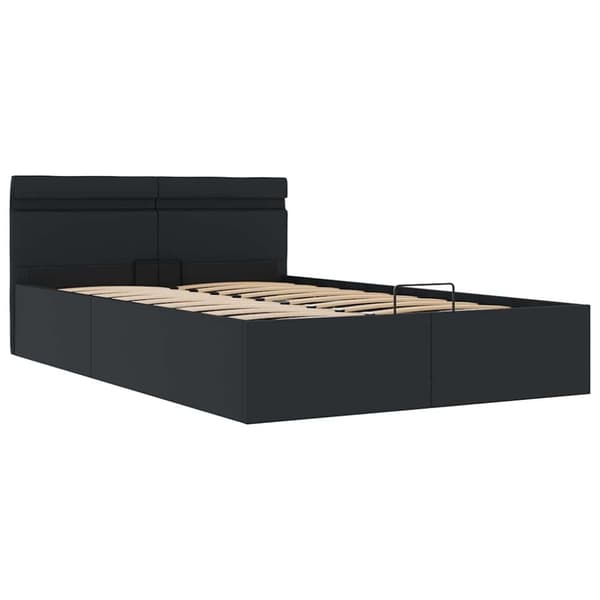 vidaXL hydraulisk opbevaringsseng med LED 120x200 cm kunstlæder sort