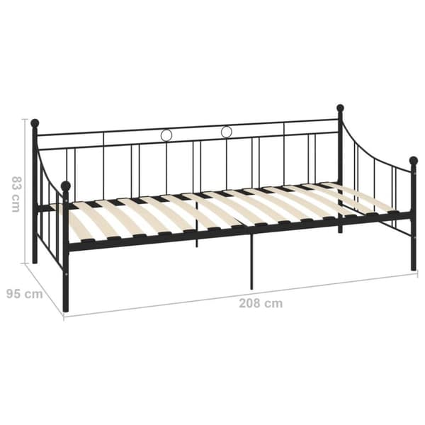 vidaXL stel til daybed 90x200 cm metal sort