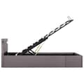 Miniatyrbillede 5 af 8: vidaXL hydraulisk opbevaringsseng med LED 90x200 cm stof gråbrun