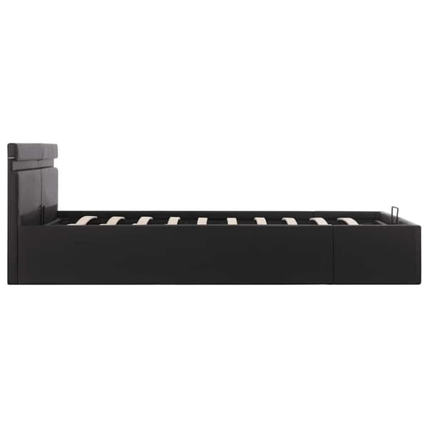 vidaXL hydraulisk opbevaringsseng med LED 180x200 cm kunstlæder sort