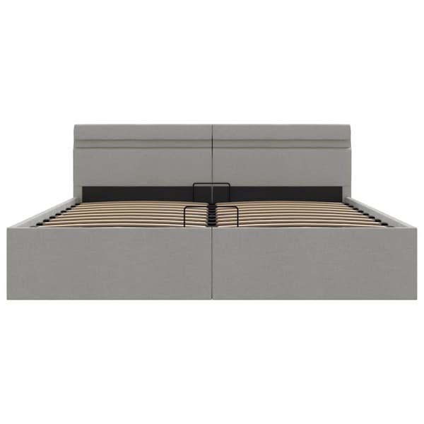 vidaXL hydraulisk opbevaringsseng med LED 160x200 cm stof lysegrå
