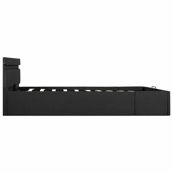 vidaXL hydraulisk opbevaringsseng med LED 120x200 cm stof mørkegrå