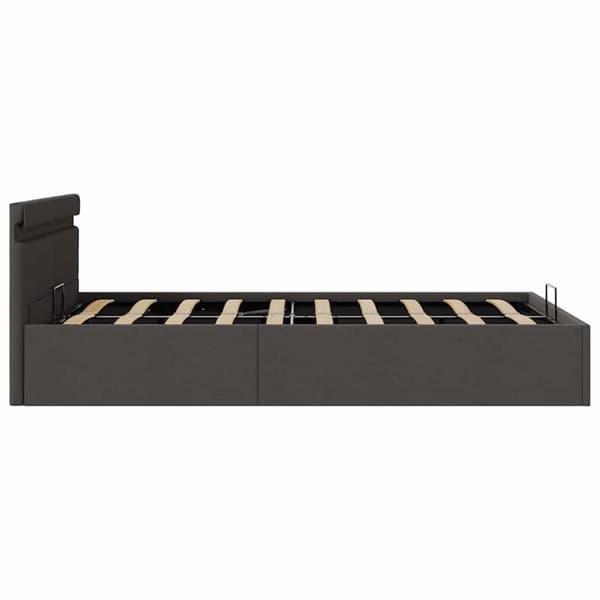 vidaXL hydraulisk opbevaringsseng med LED 120x200 cm stof mørkegrå