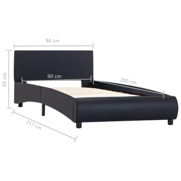 vidaXL Sängram med LED svart konstläder 90x200 cm