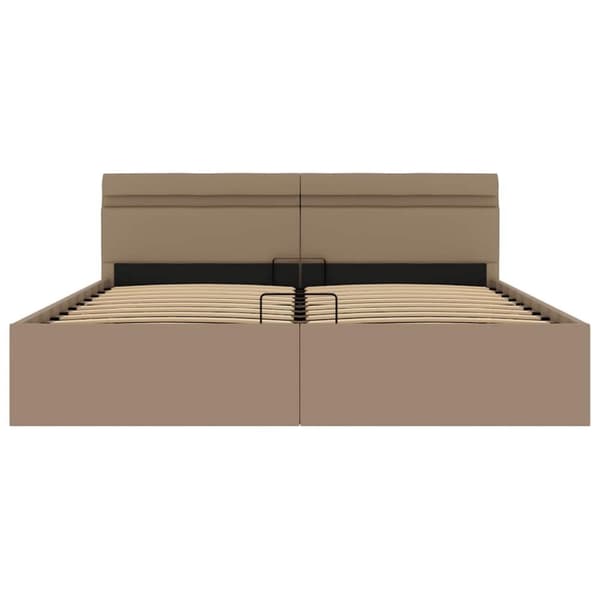 vidaXL hydraulisk opbevaringsseng LED 160x200 cm kunstlæder cappuccino