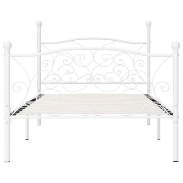 vidaXL Seng/Sengeramme med spilebase hvit metall 90x200 cm change1