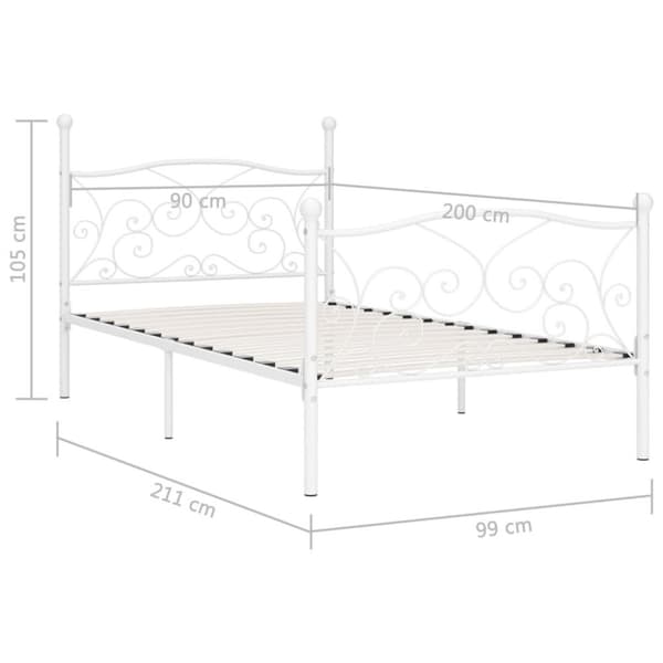 vidaXL Seng/Sengeramme med spilebase hvit metall 90x200 cm change1