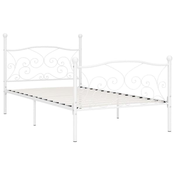 vidaXL Seng/Sengeramme med spilebase hvit metall 90x200 cm change1