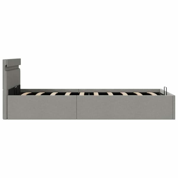 vidaXL hydraulisk opbevaringsseng med LED 90x200 cm stof lysegrå