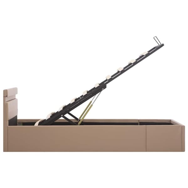 vidaXL hydraulisk opbevaringsseng LED 100x200 cm kunstlæder cappuccino