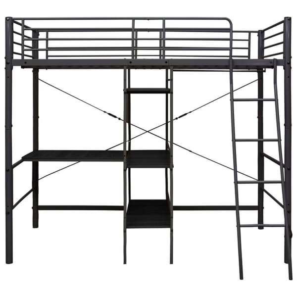 vidaXL Køyeseng med bord ramme svart metall 90x200 cm