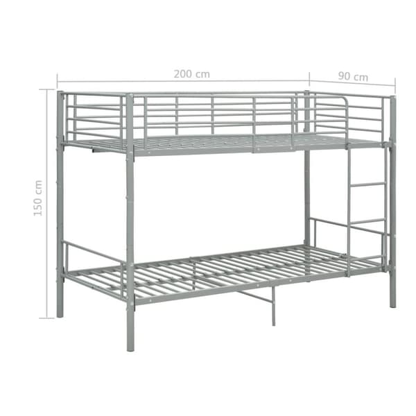 vidaXL Kerrossänky harmaa metalli 90x200 cm