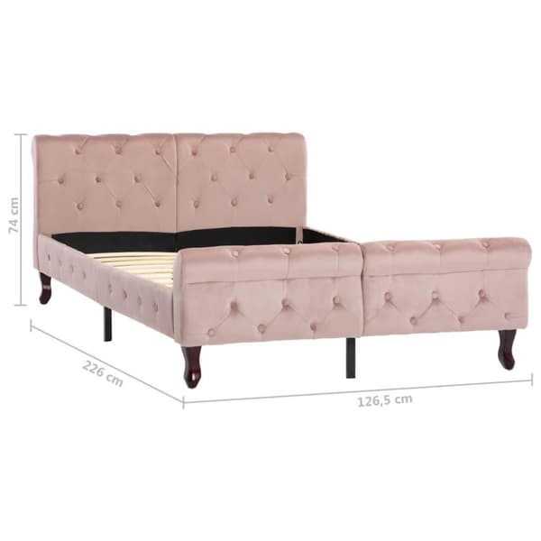 vidaXL Sängram rosa sammet 120x200 cm