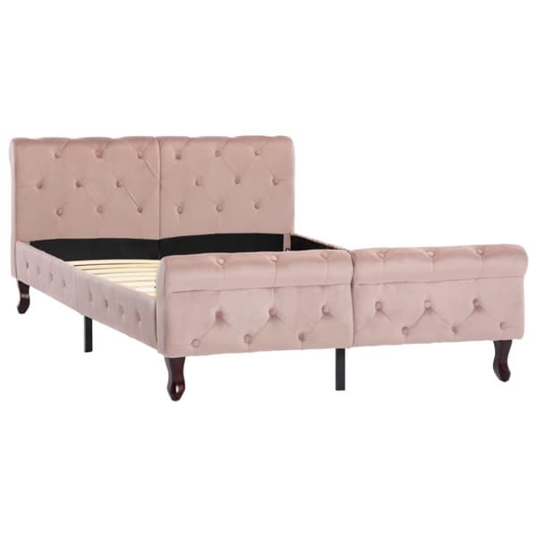 vidaXL Sängram rosa sammet 120x200 cm