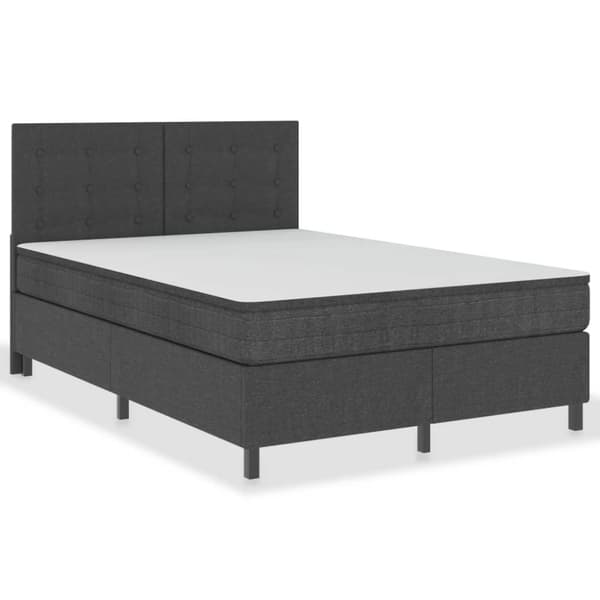 vidaXL seng med boxmadras 140x200 cm stof mørkegrå
