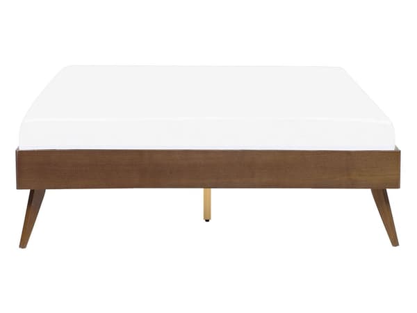 Dubbelsäng Mörkt Gummiträ 140 x 200 cm Mörkbrun Sängram Lamellbas