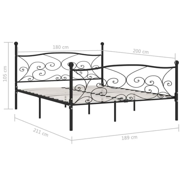 vidaXL Seng/Sengeramme med spilebase svart metall 180x200 cm change1