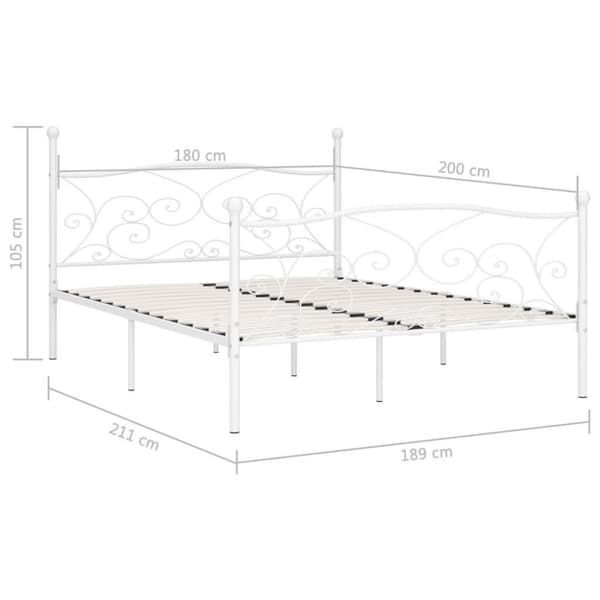 vidaXL sengestel med lamelbund 180 x 200 cm metal hvid change1