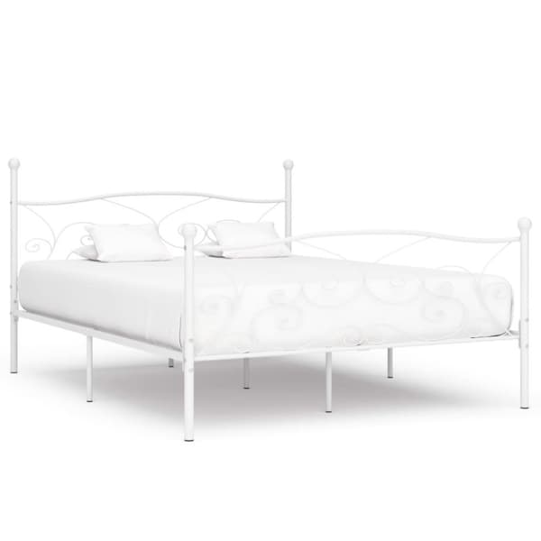 vidaXL sengestel med lamelbund 180 x 200 cm metal hvid change1