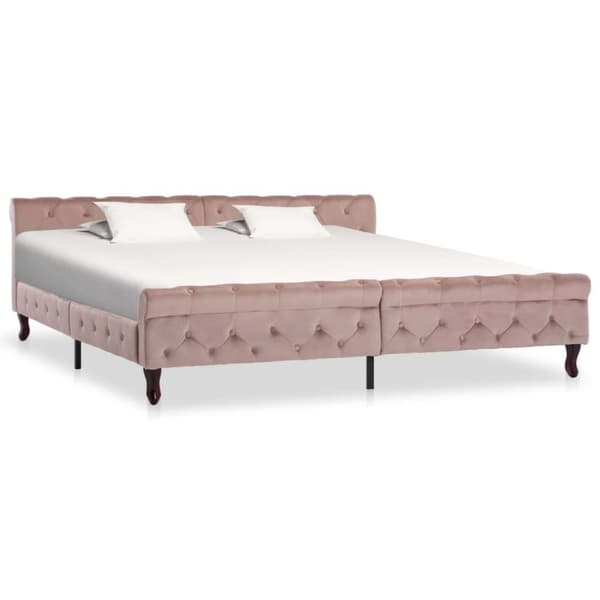 vidaXL sengestel 200x200 cm fløjl pink change1
