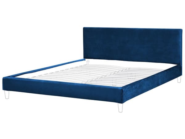 Sengerammebetræk Blå Velour til Seng 180 x 200 cm Aftagelig Vaskbar