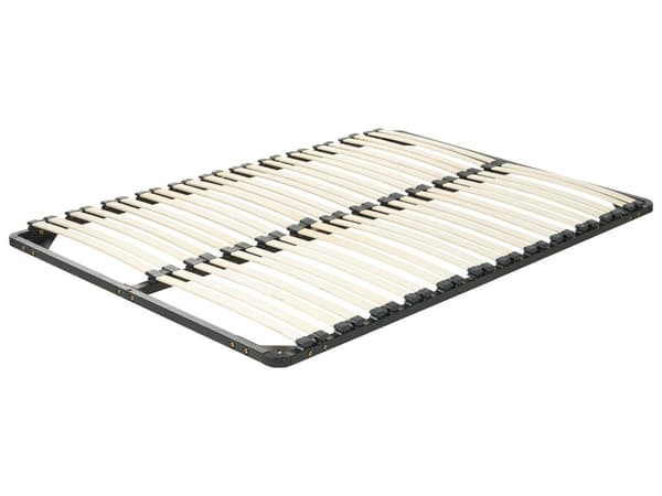 Lamelbund med ben sort stål og hvid poppeltræ 180 x 200 cm Selvbærende Fritstående Sengeramme 48 lameller Gæsteseng Soveværelse Tilbehør