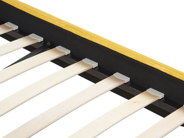 Parisänky keltainen 160 x 200 cm samettiverhoilu sälepohja irrotettava päällinen minimalistinen