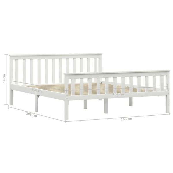 vidaXL Seng/Sengeramme hvit heltre furu 160x200 cm change1