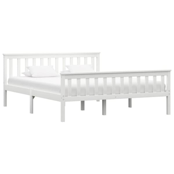 vidaXL Seng/Sengeramme hvit heltre furu 160x200 cm change1