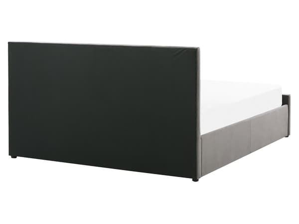 Seng Grå Velour 160 x 200 cm Moderne Blød Dobbeltseng med Opbevaring Diamant Rombe Mønster Quiltet Sengeramme Soveværelse Inspiration