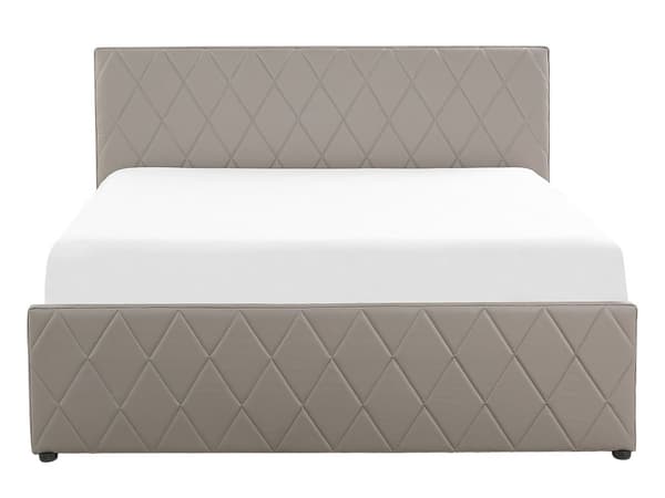 Dubbelsäng med Förvaring Brungrå Sammet 140 x 200 cm med Lamellbas Tuftad Huvudgavel