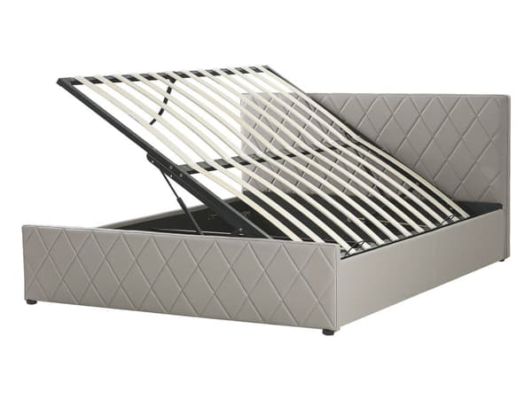 Dubbelsäng med Förvaring Brungrå Sammet 140 x 200 cm med Lamellbas Tuftad Huvudgavel