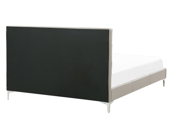 Sänky ruskeanharmaa sametti verhoilu 140 x 200 cm sälepohja napitettu sängynpääty moderni tyyli