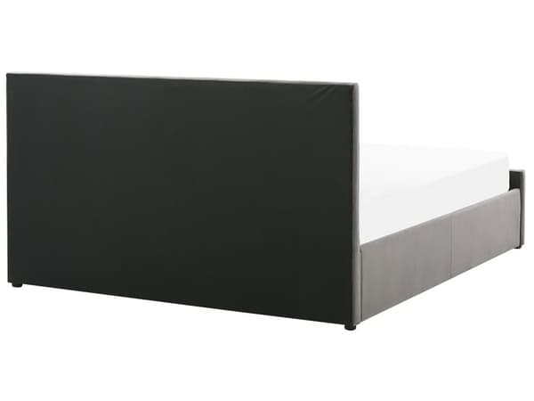 Sänky harmaa sametti verhoilu säilytystila 180 x 200 cm timantti tikattu sängynpääty moderni tyyli