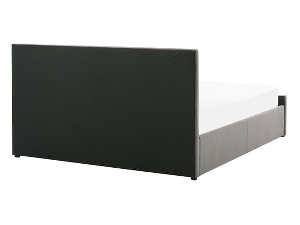 Sänky harmaa sametti verhoilu säilytystila 140 x 200 cm timantti tikattu sängynpääty moderni tyyli