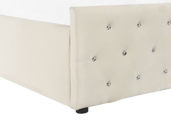Parisänky vaalea beige 180 x 200 cm sametti sälepohja tuftattu koristetimantit chesterfield-tyyli glamour