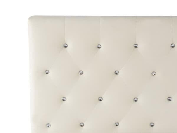 Parisänky vaalea beige 160 x 200 cm sametti sälepohja tuftattu koristetimantit chesterfield-tyyli glamour