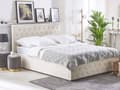 Pikkukuva 2 / 11: Parisänky vaalea beige 160 x 200 cm sametti sälepohja tuftattu koristetimantit chesterfield-tyyli glamour