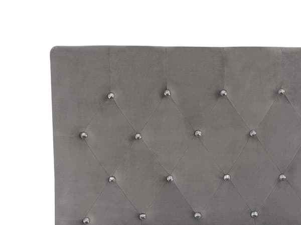 Parisänky harmaa 140 x 200 cm sametti sälepohja tuftattu koristetimantit chesterfield-tyyli glamour